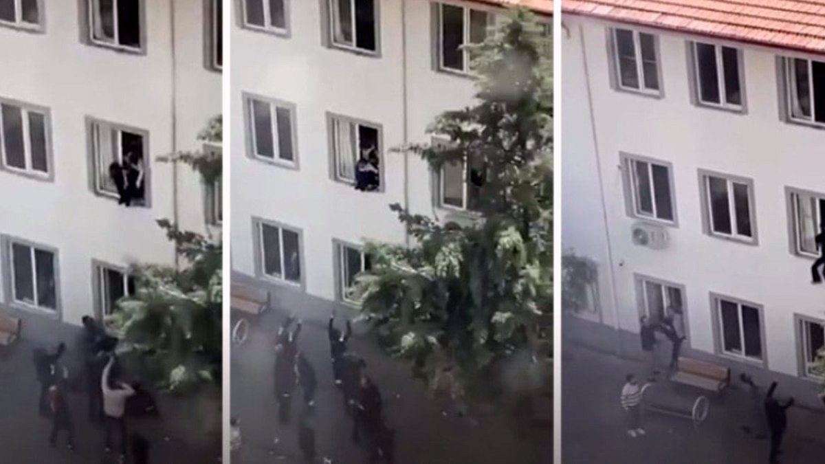 Kahramanmaraş'ta öğrenciler kurtulmak için camdan atladı