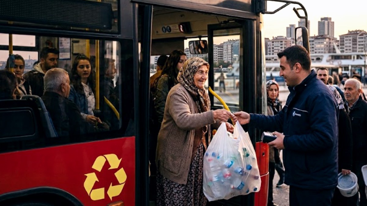 Bu şehirde otobüse kart yerine çöple biniyorlar