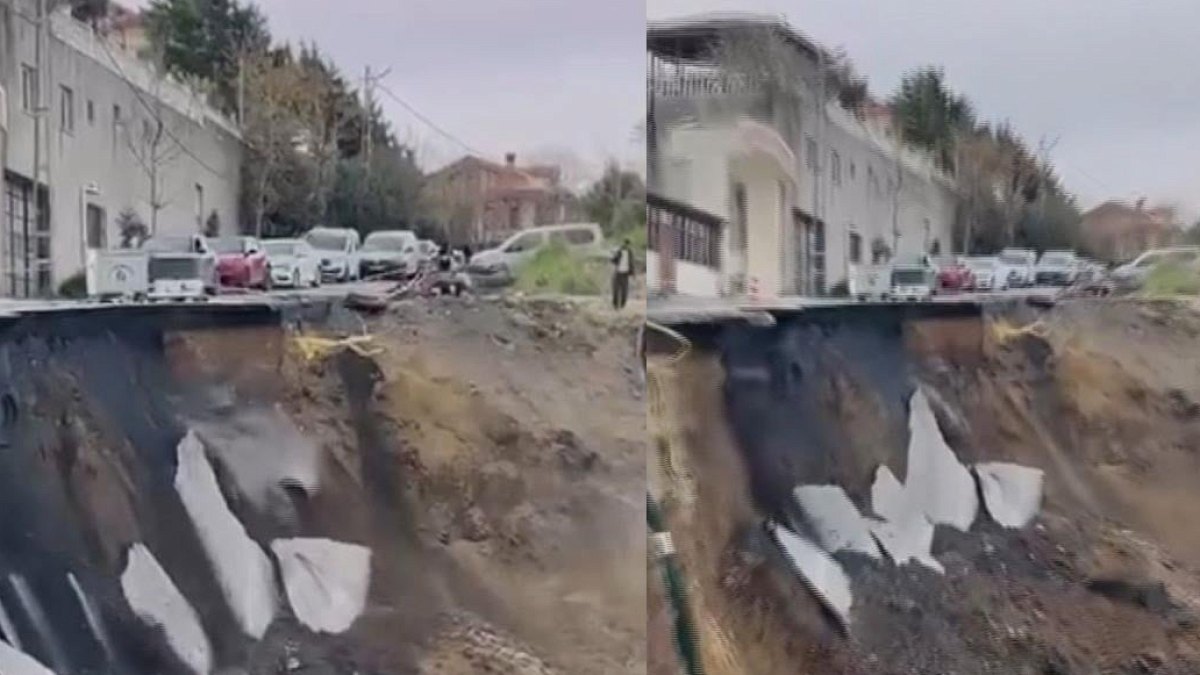 Beylikdüzü’nde inşaat çalışması sırasında yol çöktü