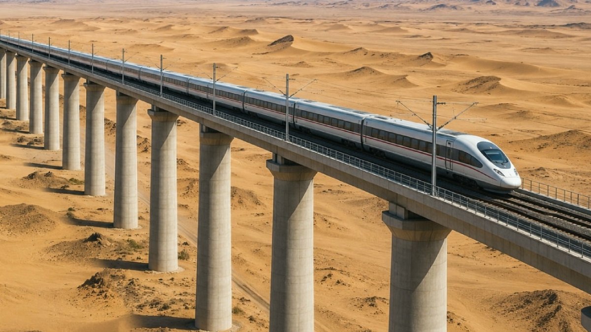 Gobi Çölü'ne 1.800 Km'lik Dev Demiryolu Hattı: Beton Kolonlar Yükselecek