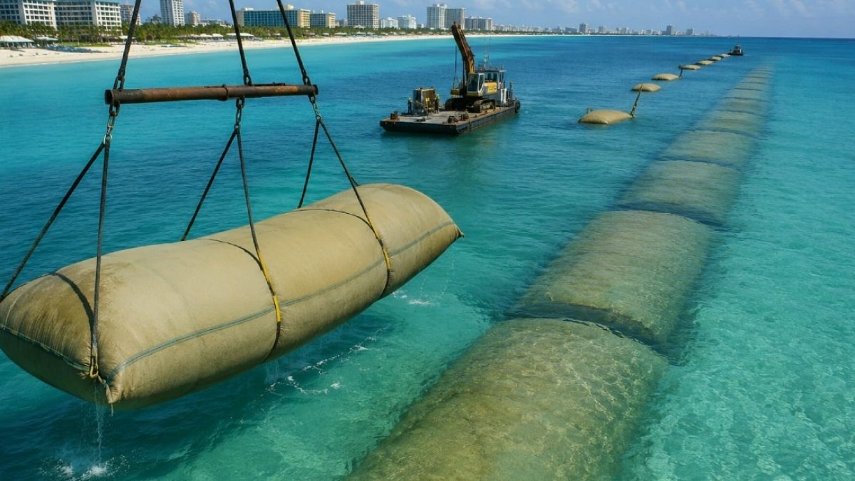 Meksika'da Kıyıları Koruyan Görünmez Deniz Duvarı İnşa Edildi