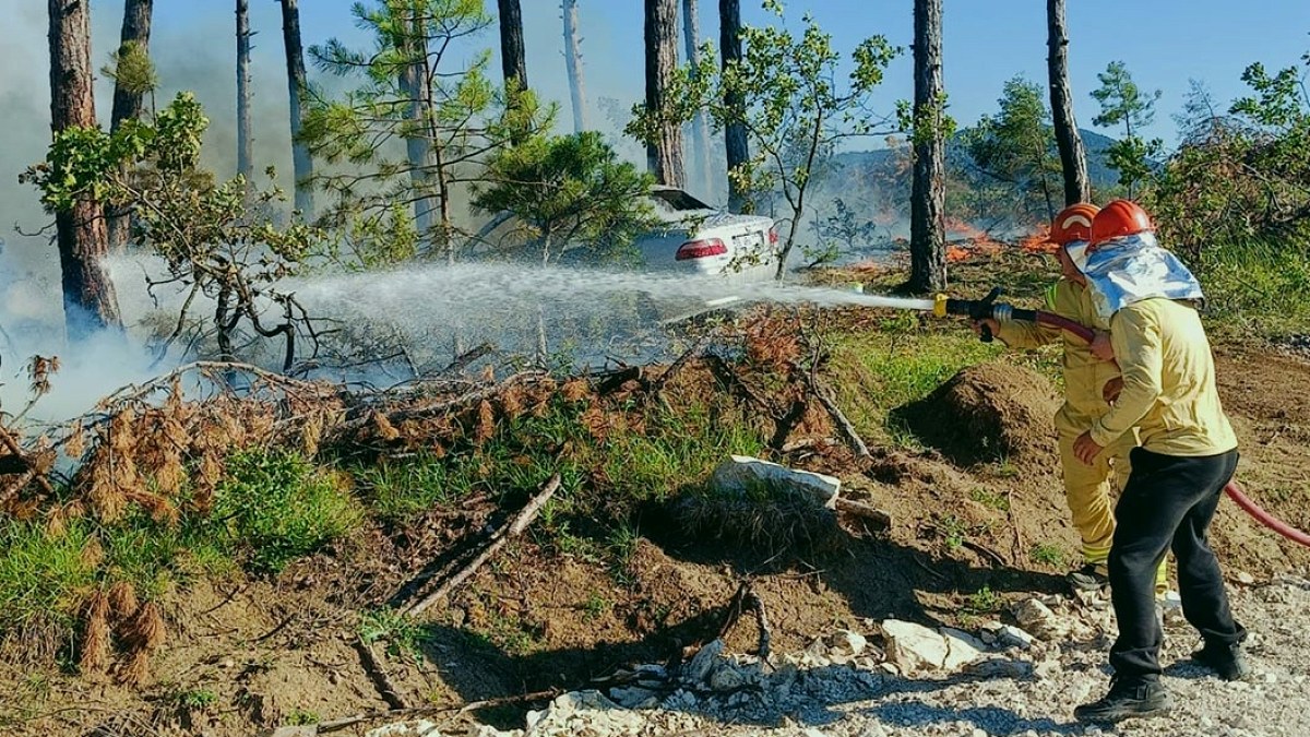 Ovacık'ta Araçta Başlayan Yangın Ormanlık Alana Sıçradı