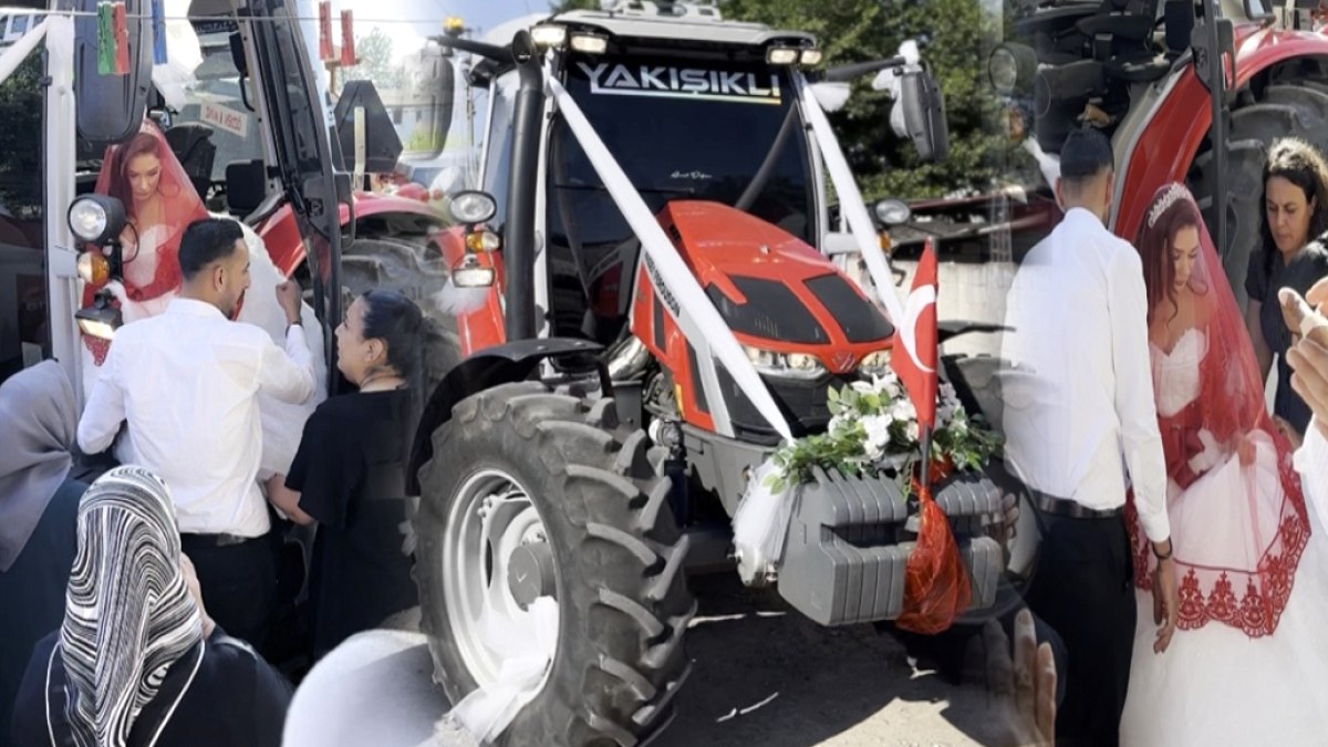Osmaniye'de Gelin Arabası Olarak Traktör Kullanıldı