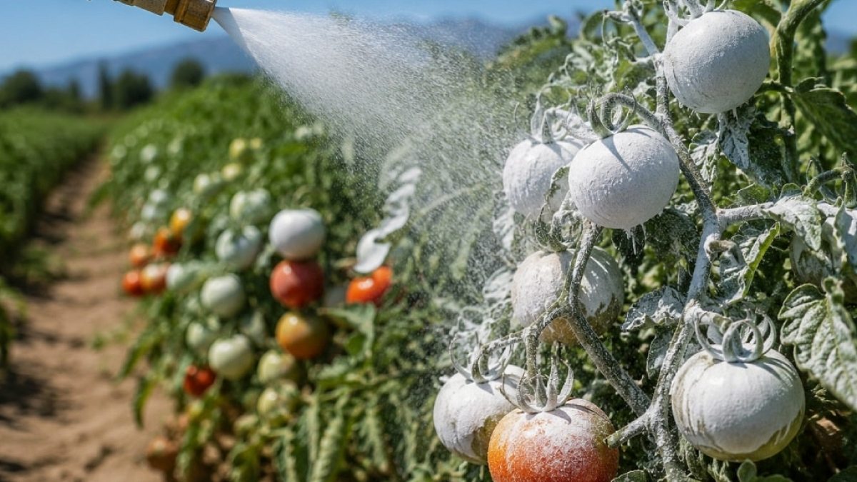 Domatesleri Sıcaklardan Korumak İçin Beyaz Kil Yöntemi Yaygınlaşıyor