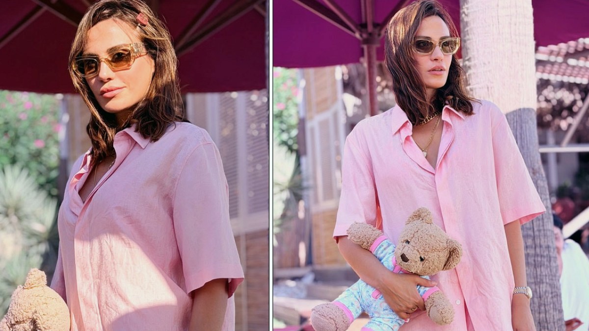 Şükran Ovalı'dan Çeşme'de Cesur Sahil Kombini: Pembe Pijama ve Milyonluk Saat Dikkat Çekti