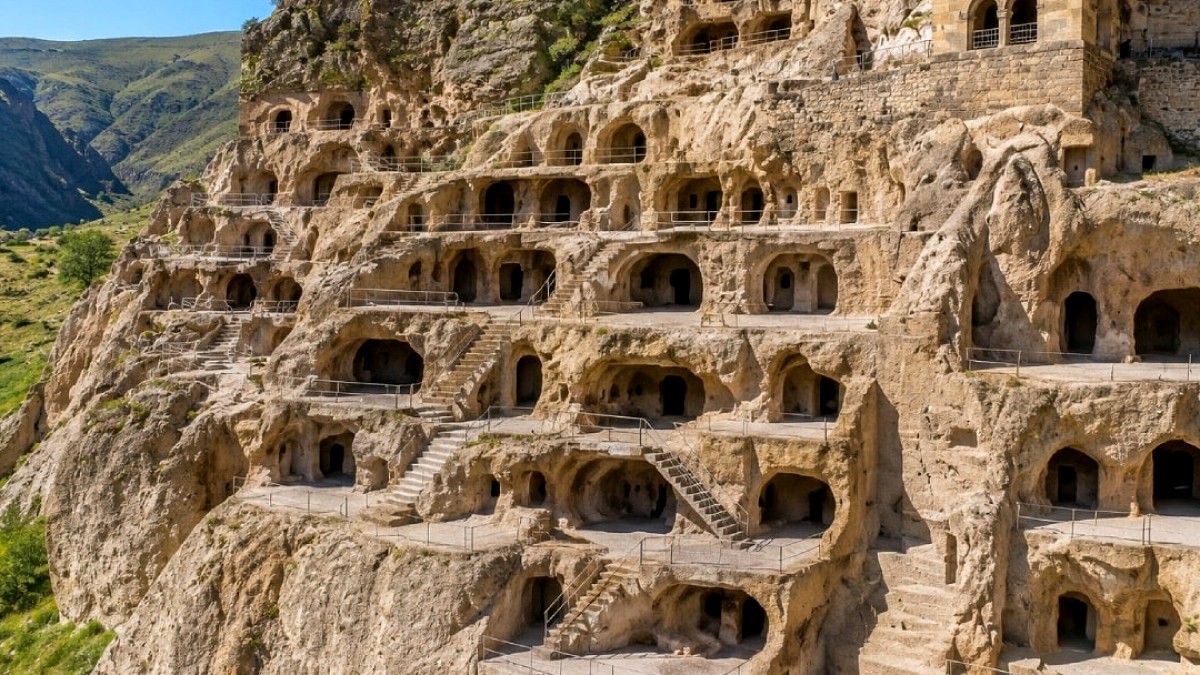 Gürcistan'da Dağın İçine Oyulmuş 13 Katlı Antik Şehir: Vardzia