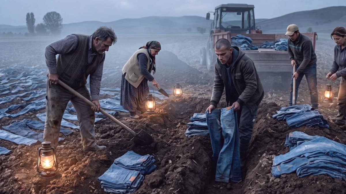 Çiftçilerden Şaşırtan Yöntem: Toprağa Kot Pantolon Gömüyorlar