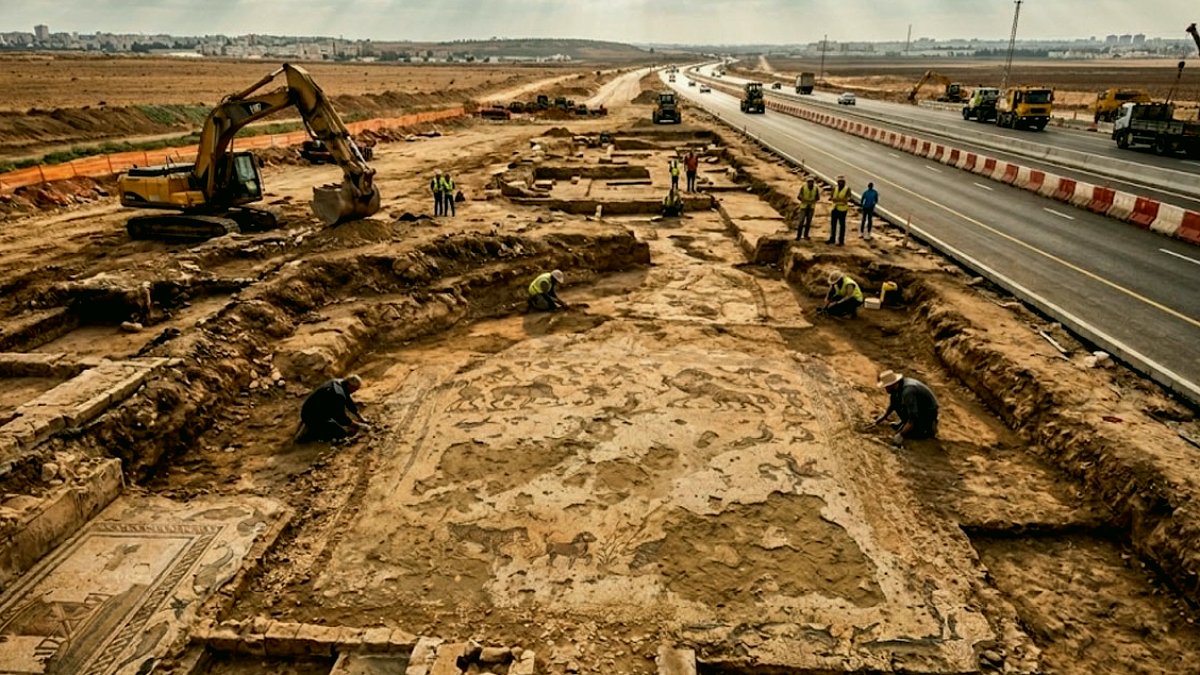 İsrail'de Otoyol İnşaatında Roma Dönemi Dev Mozaiği Bulundu