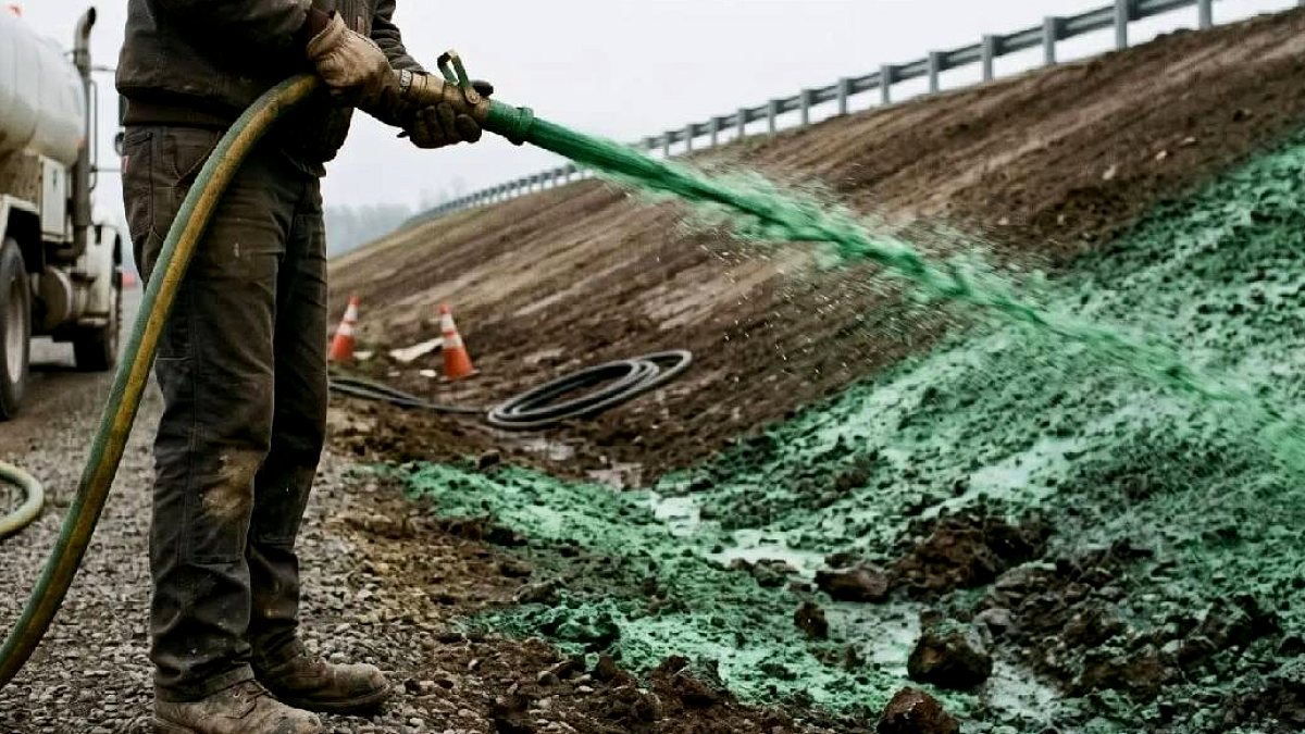 Otoyol Yamaçları Yeşil Çamura Büründü: Yeni Nesil Çimlendirme Yöntemi