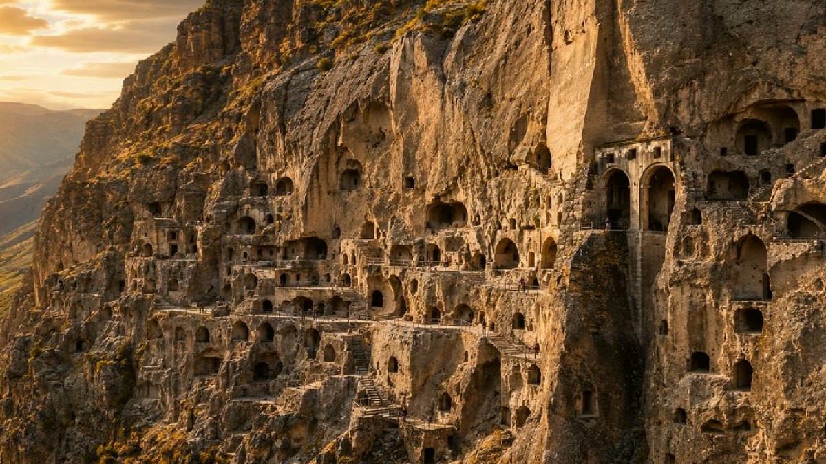 Gürcistan'da Dağın İçine Oyulmuş Binlerce Yıllık Gizemli Şehir Ortaya Çıktı