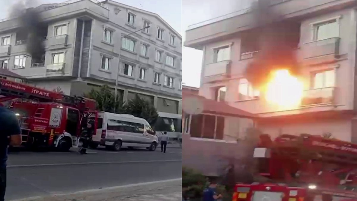 Darıca'da Yangın Ortasında Dairede Korkutan Patlama Anı Kameralara Yansıdı