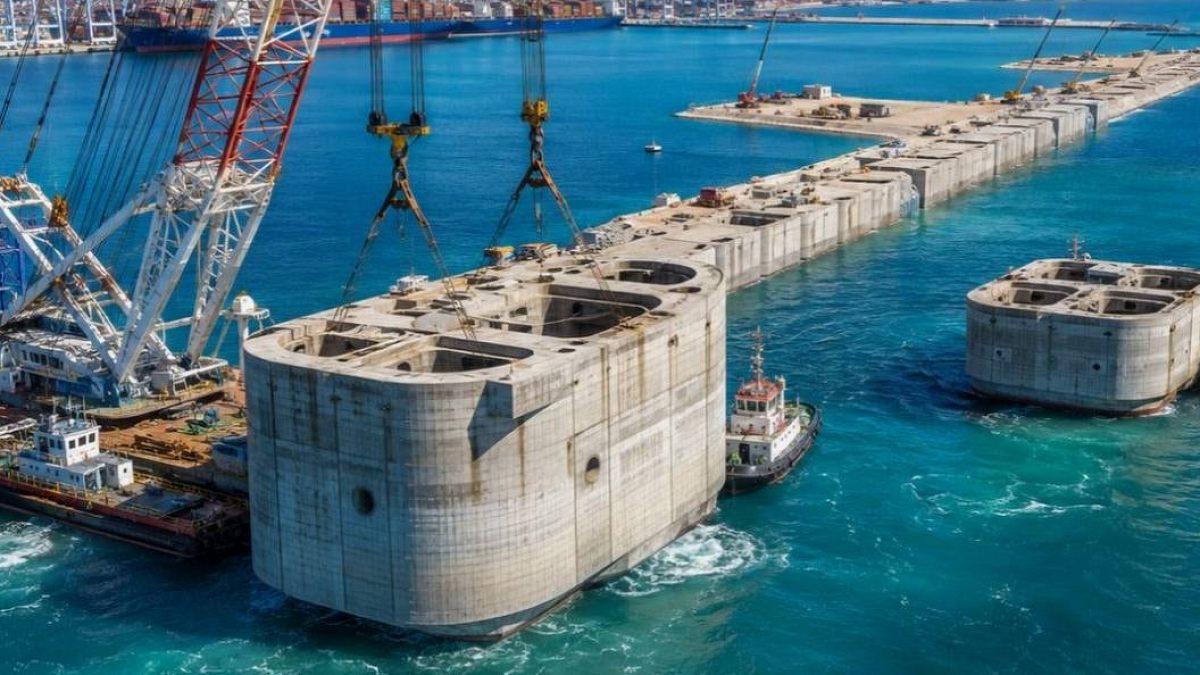 Akdeniz'de Dev Liman Projesi: 4.4 Km'lik Duvar İçin 106 Beton Blok Yerleştirildi