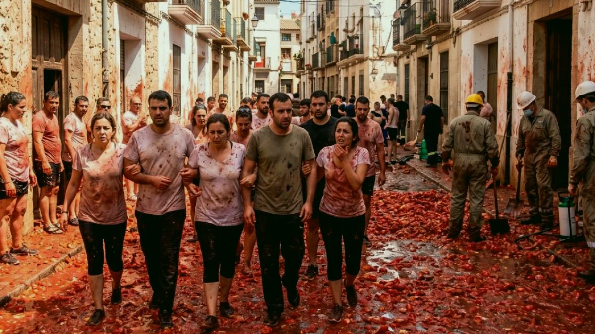 İspanya Sokakları 165 Ton Domatesle Kızıla Boyandı: La Tomatina Coşkusu