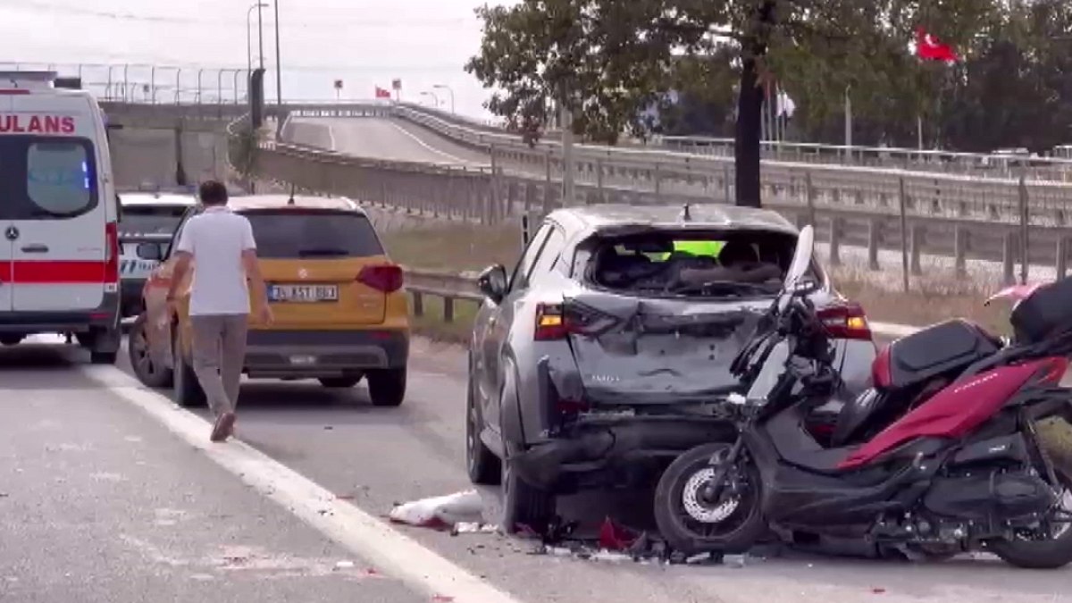 TEM Otoyolu'nda Emniyet Şeridindeki Aracın Polis Motosikletine Verdiği Zarar