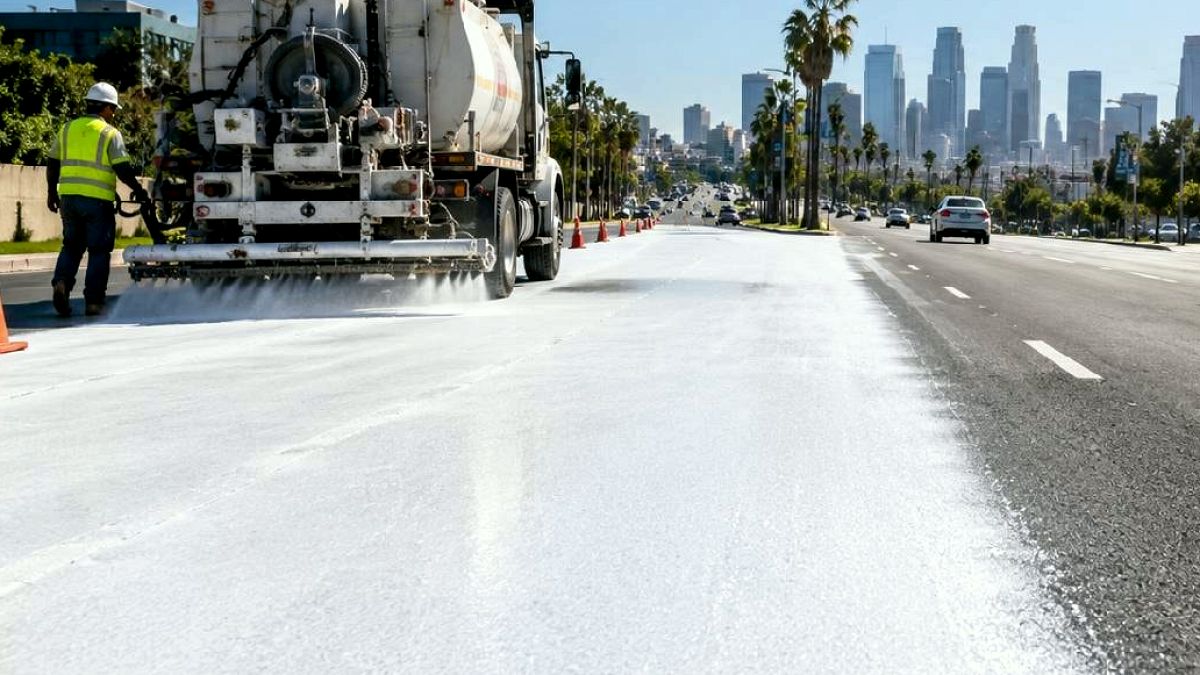 Los Angeles'ta Sıcaklıklarla Mücadele: Asfaltlar Beyaza Bürünüyor