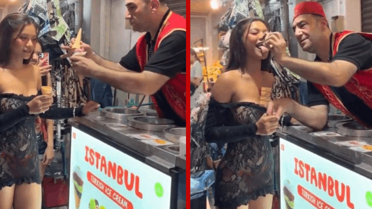 Maraş Dondurmacısının Turist Kadınla Şovu Sosyal Medyada Yankı Buldu