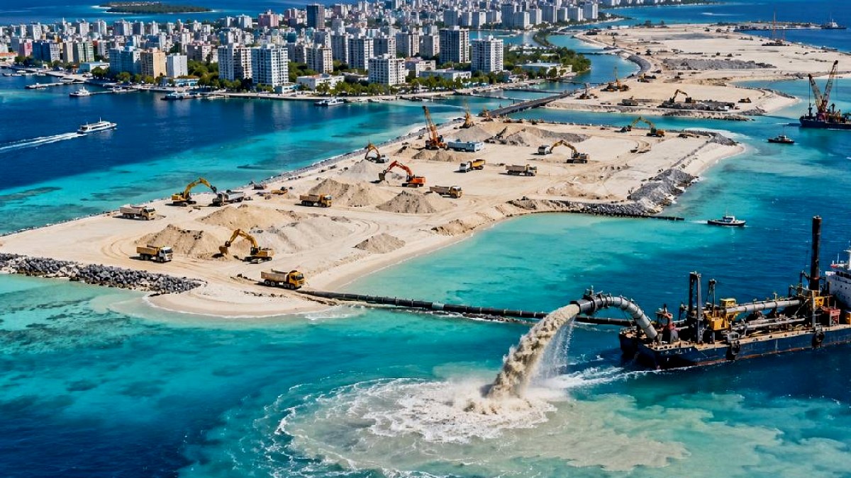 Maldivler'de Deniz Dolguyla Yeni Kara Alanları Oluşturuldu